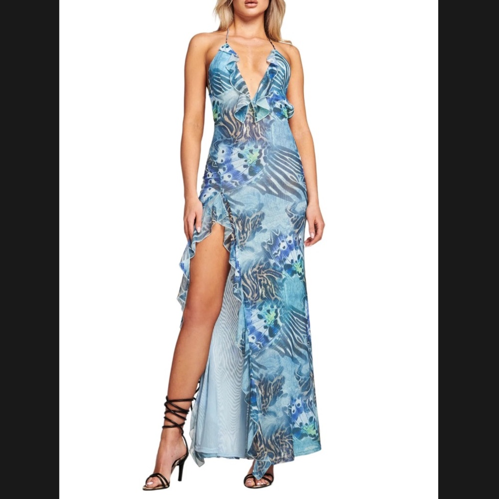 I.AM.GIA Kierra Maxi Dress in Blue Butterfly Print